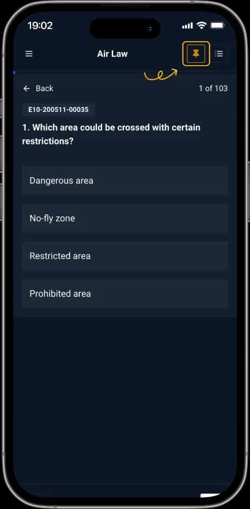 Bookmark icon in the quiz